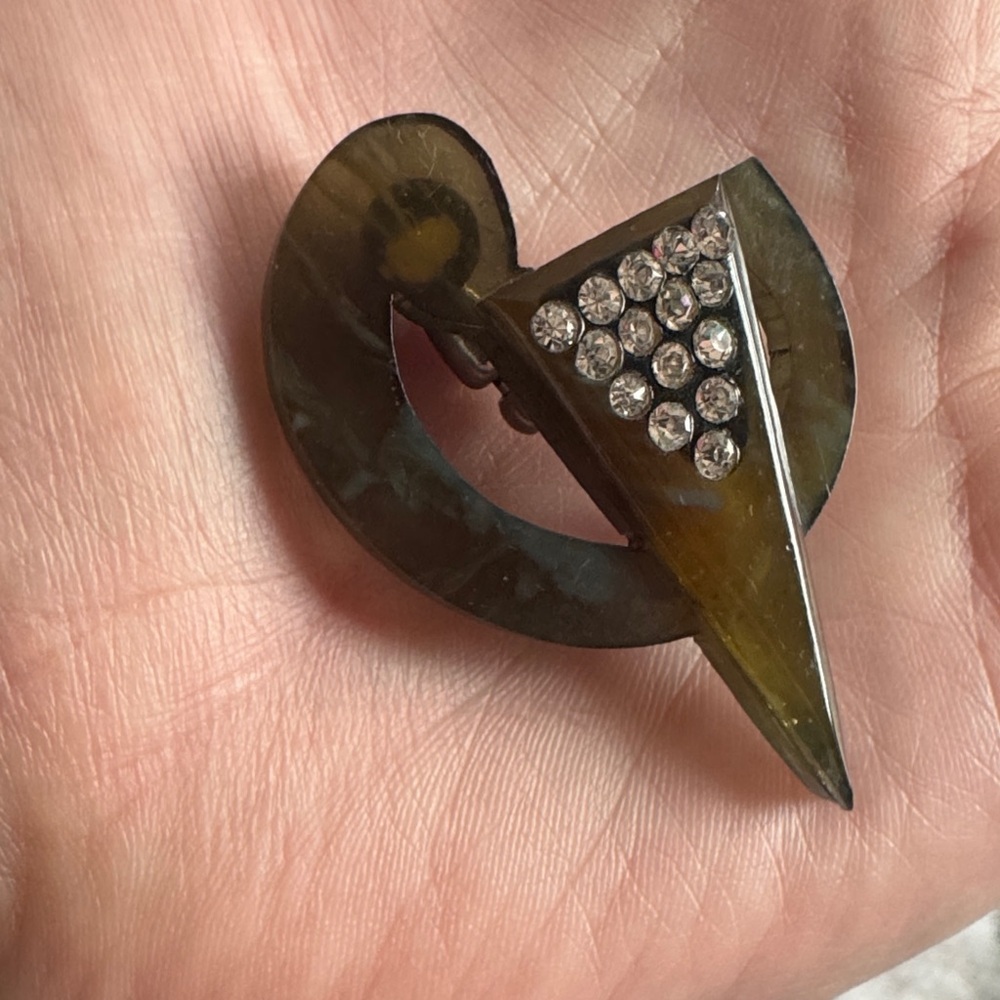 Vintage art deco Brooch with Rhinestones - Picture 2 of 4